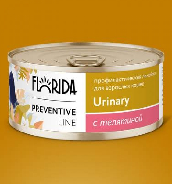 Florida Preventive Line Urinary консервы для кошек при профилактике мочекаменной болезни, с телятиной